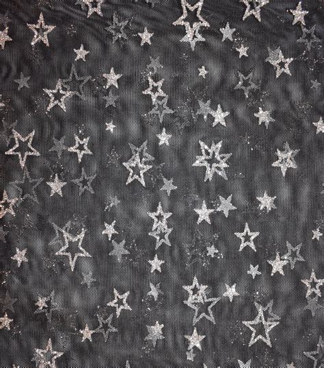 Stars on Blue Glitter Halloween Mesh Fabric by The Witching Hour